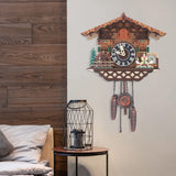 Creative Bird Cuckoo Wall Clock – Wooden Quartz Swing Clock with Auto-Flapping Wings | Battery Operated Home Décor