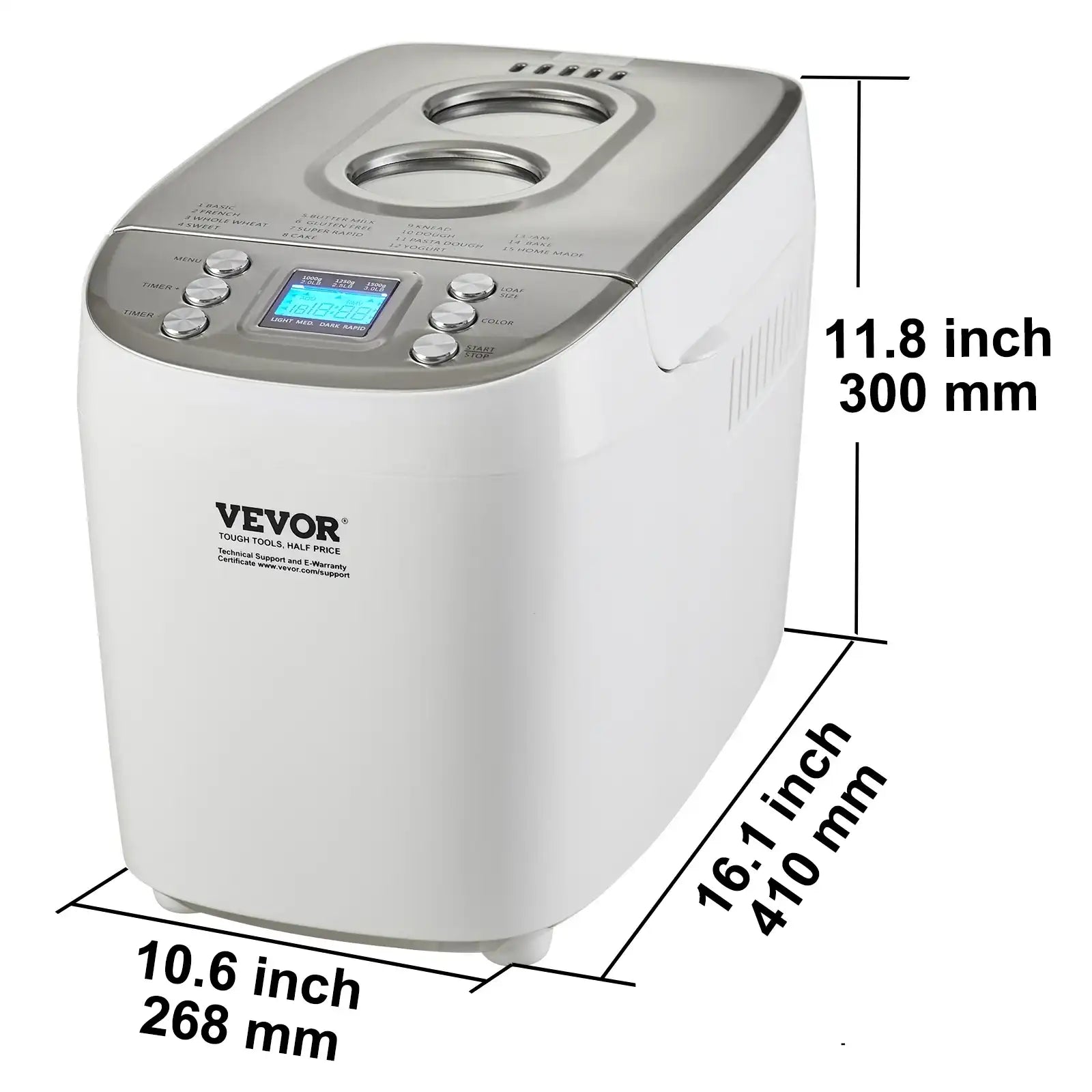 VEVOR 3 lb Bread Maker – 15-in-1 Dough Machine with Non-Stick Ceramic Pan & Gluten-Free Setting 🍞
