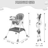 Foldable Baby High Chair 6 Months+ with Large Anti-Slip Pad & Toy Rack – Easy to Clean