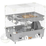 2-Tier Hamster Cage – Spacious Hamster Habitat with Accessories, Durable Gray Design for Small Pets