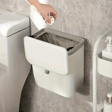 Wall-Mounted White Space-Saving Trash Bin for Kitchen – Durable Plastic Multi-Functional Waste Storage
