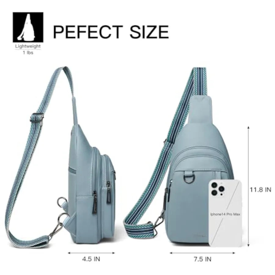 7L Leather Sling Bag for Men & Women — Anti-Theft Travel Crossbody Daypack