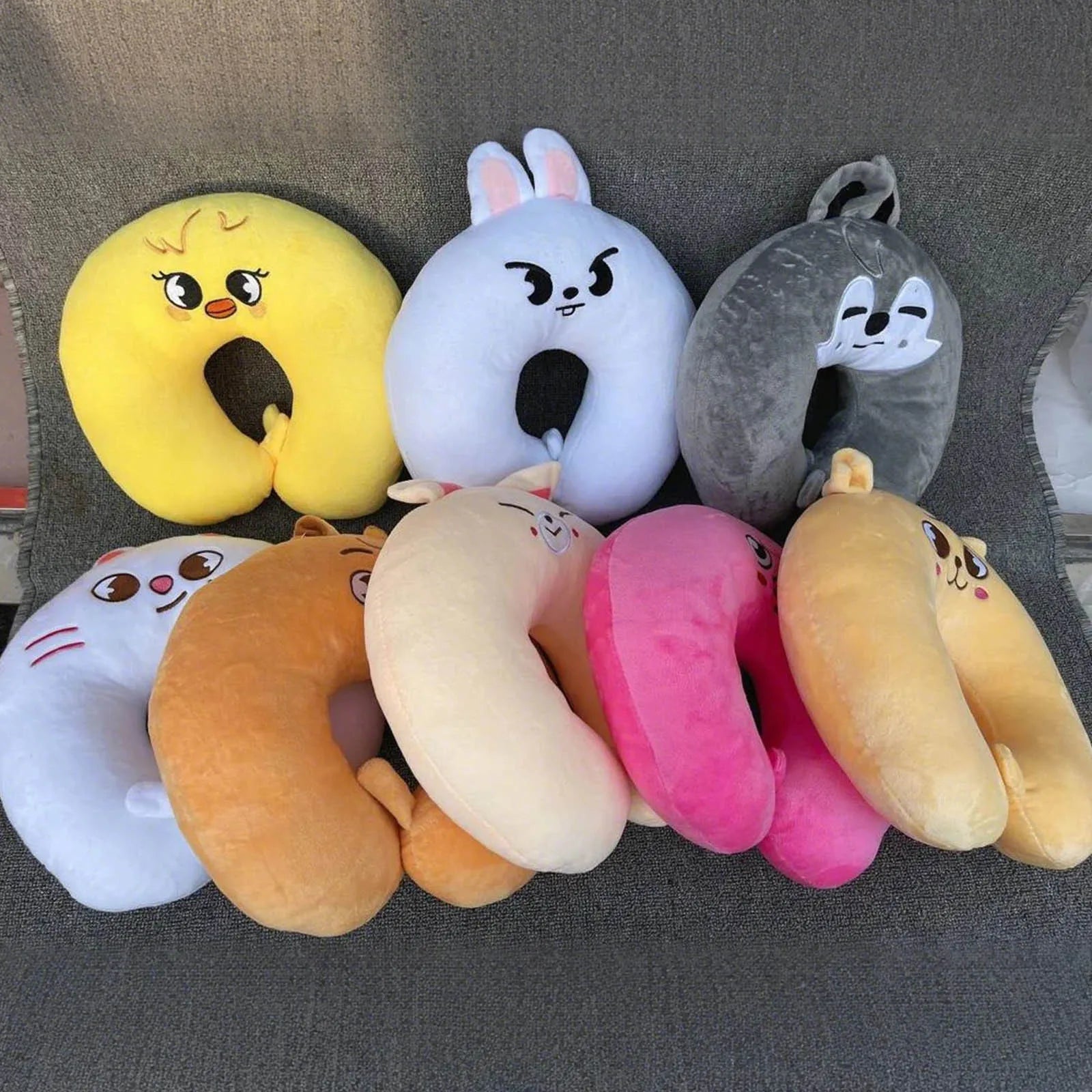 “ 7-color soft plush U-shaped neck pillow – cute & cozy travel cushion for children and adults, office & sleep support ”