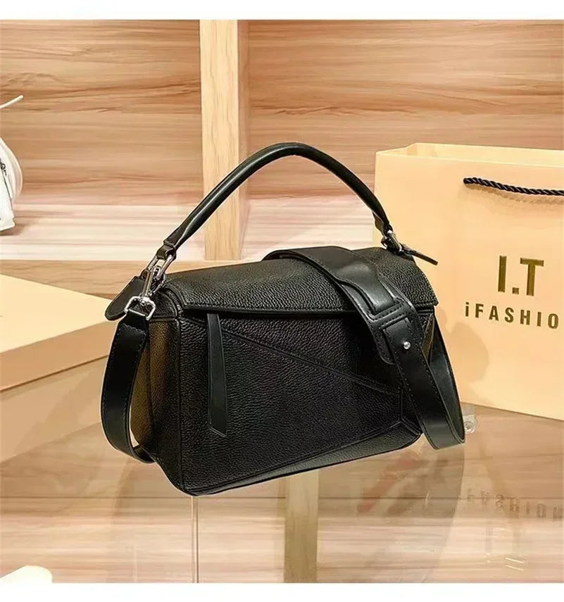 2024 Street-Trend Cowhide Woven Tote Bag for Women – Luxury Genuine Leather Designer Handbag