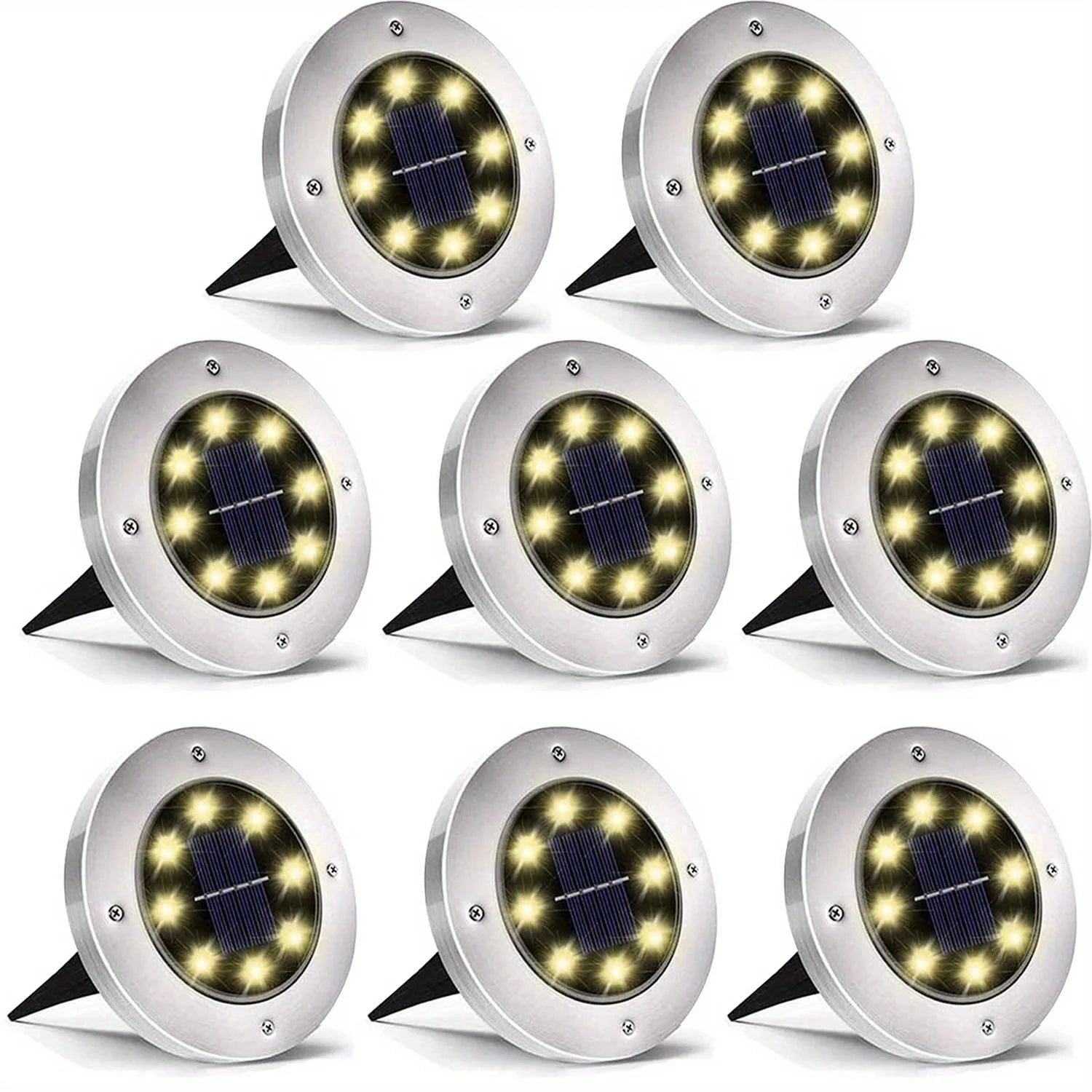 4-Pack Solar Ground Lights – Outdoor 8 LEDs Adjustable Embedded Landscape Lighting for Garden, Patio, Walkway & Lawn