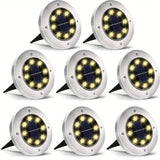 4-Pack Solar Ground Lights – Outdoor 8 LEDs Adjustable Embedded Landscape Lighting for Garden, Patio, Walkway & Lawn