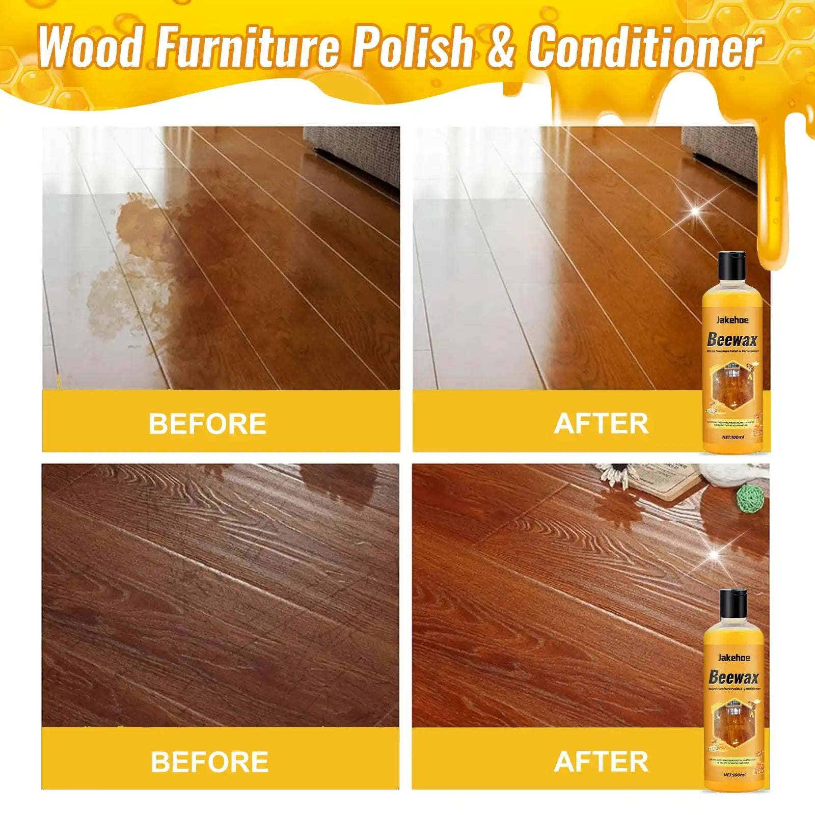 JakeHoe Wood Floor Cleaner & Protection Solvent – Deep Clean, Wax & Brighten for Hardwood Floors 🪵✨