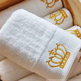 Embroidered Crown White Bath Towel – 100% Cotton Luxury Hotel Style