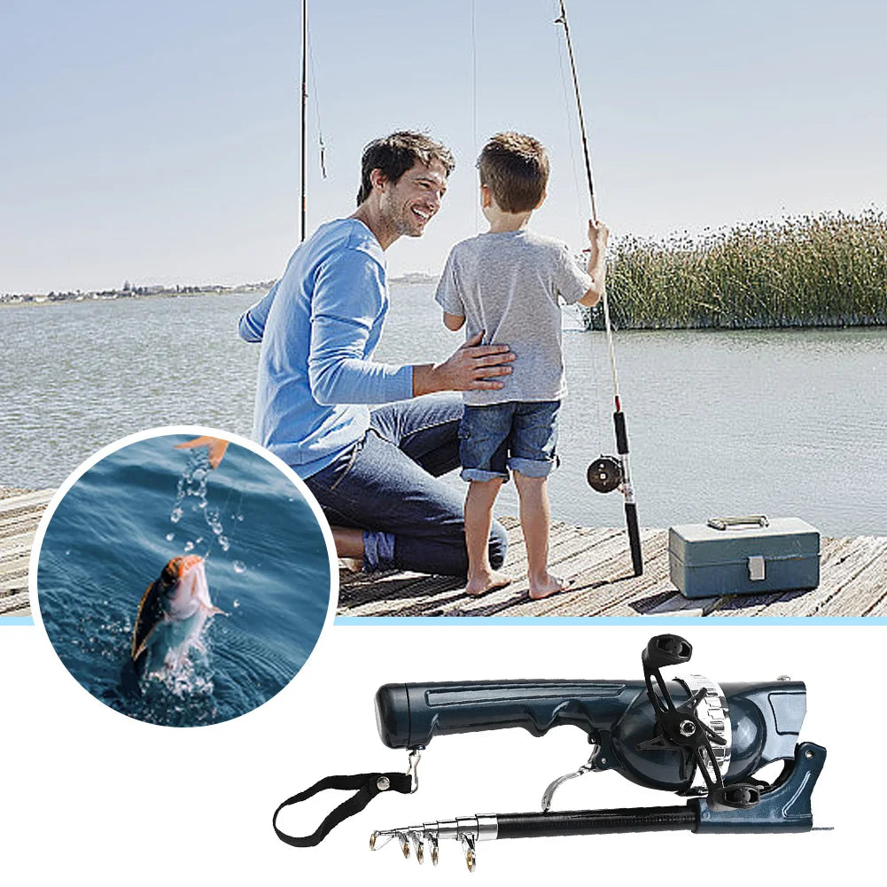 “Portable Folding Telescopic Fishing Rod Set – Stainless Steel Mini Fishing Pole with Reel & Line for Travel”
