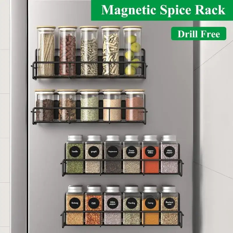 Magnetic Metal Seasoning Rack for Refrigerator & Microwave – Storage Shelf for Kitchen