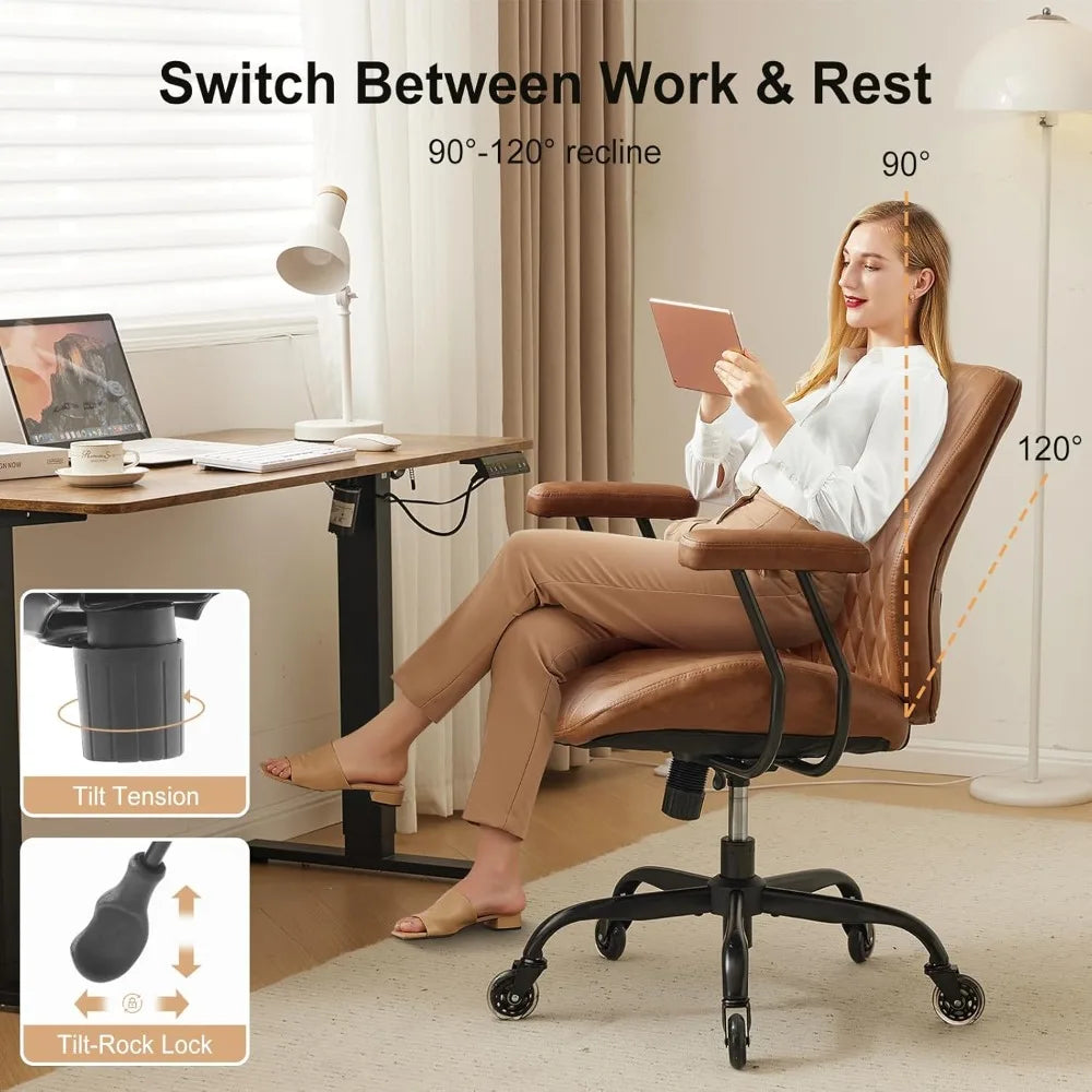 💺 Ergonomic Office Desk Chair – Computer Chair with Lumbar Support, Adjustable Height & Rubber Casters for Home Office