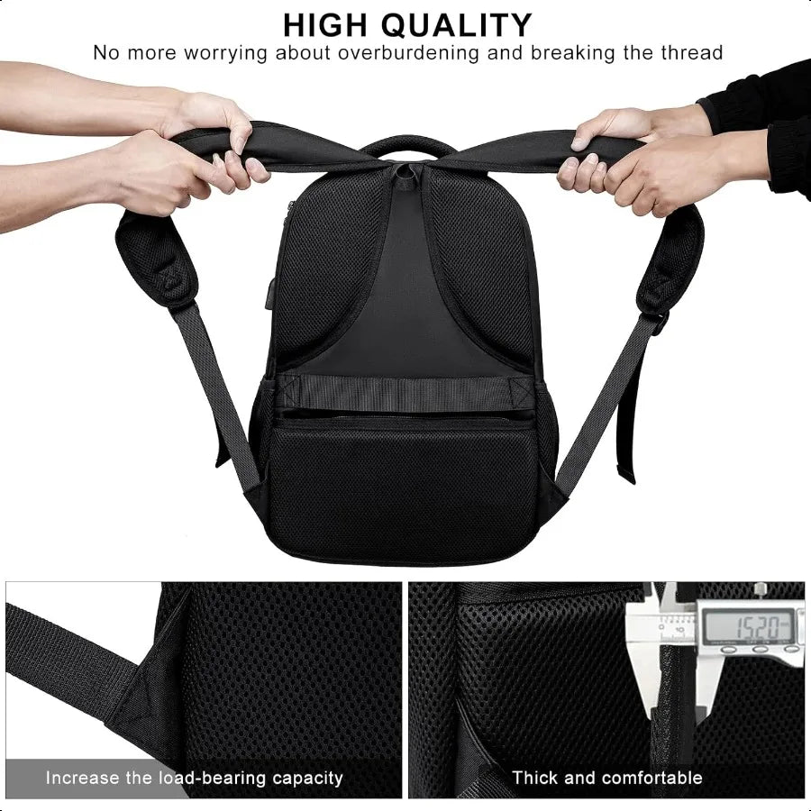 15.6" Anti-Theft School Laptop Backpack – USB Charging Water-Resistant Bookbag for Teen Boys | Ergonomic College Study Daypack