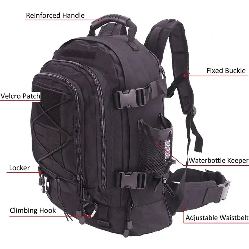 60L Military Tactical Backpack - Army Molle Rucksack for Outdoor