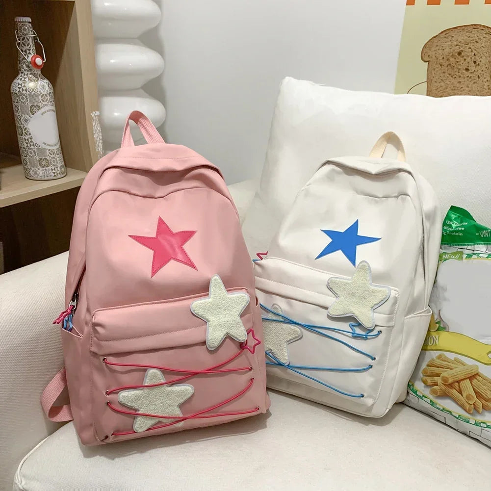Korean Y2K Star Aesthetic Backpack for Women – Large Capacity Multi-Pocket School, Travel & Daily Use Bag