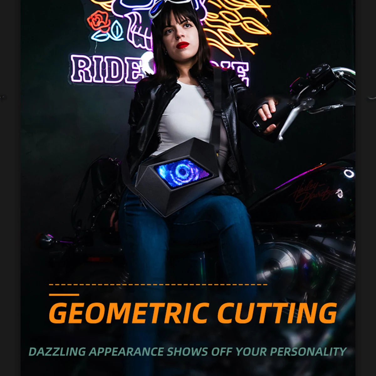 Hard Shell Knight-Style LED Shoulder Backpack – Portable Outdoor Cycling Bag for Men with Inclined Strap Design