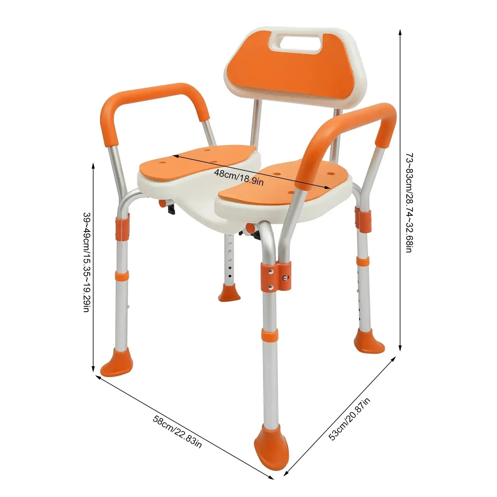 Height-Adjustable Shower Chair with Backrest & Armrests – Bath Seat for Seniors, Pregnant Women & Disabled Individuals