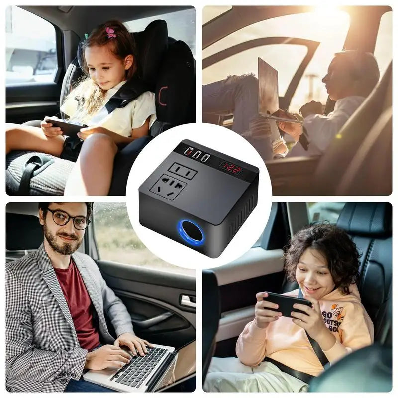 150W Car Power Adapter – Household Plug Outlet Converter & Quick Charger for Travel, Air Compressors & Car Accessories
