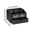 Wooden Coffee & Tea Station Organizer – Large Countertop Basket with Removable Dividers for Home Coffee Bar