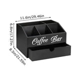 Wooden Coffee & Tea Station Organizer – Large Countertop Basket with Removable Dividers for Home Coffee Bar