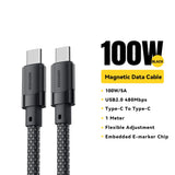 Essager USB-C to USB-C Magnetic Fast Charger Cable – 100W/65W Type-C Data & Charging Wire for iPhone 15, Samsung & Laptops
