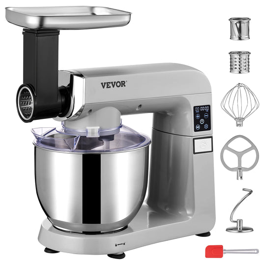 SucceBuy 6-inch Stand Mixer – 450 W, 6 Speeds, LCD Timer, 7.4 Qt Stainless Steel Bowl with Tilt-Head 🥧⏱️