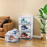 Shoe Storage Box (4pack) Shoes Organizer Auto-Opening White Shoe-shelf Home Furniture Cabinets for Living Room Shoerack Cabinet - PulinGO