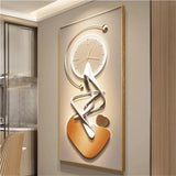 3D Visual Wall Décor Clock – Modern Wall Mount Painting Clock for Living Room, Bedroom & Foyer (Orange Large Design)