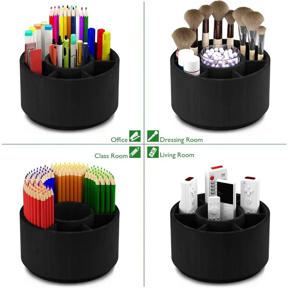 Black Desk Organizer with 7 Compartments – Pencil Holder & Desktop Storage Box 🖤🗂️