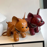 Bulldog Shaped PU Leather Crossbody Bag 🐾 – Adjustable Strap Messenger Satchel for Men & Women