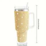 Sparkling Studded Tumbler 40oz with Lid & Handle – Stainless Steel Insulated Car Cup