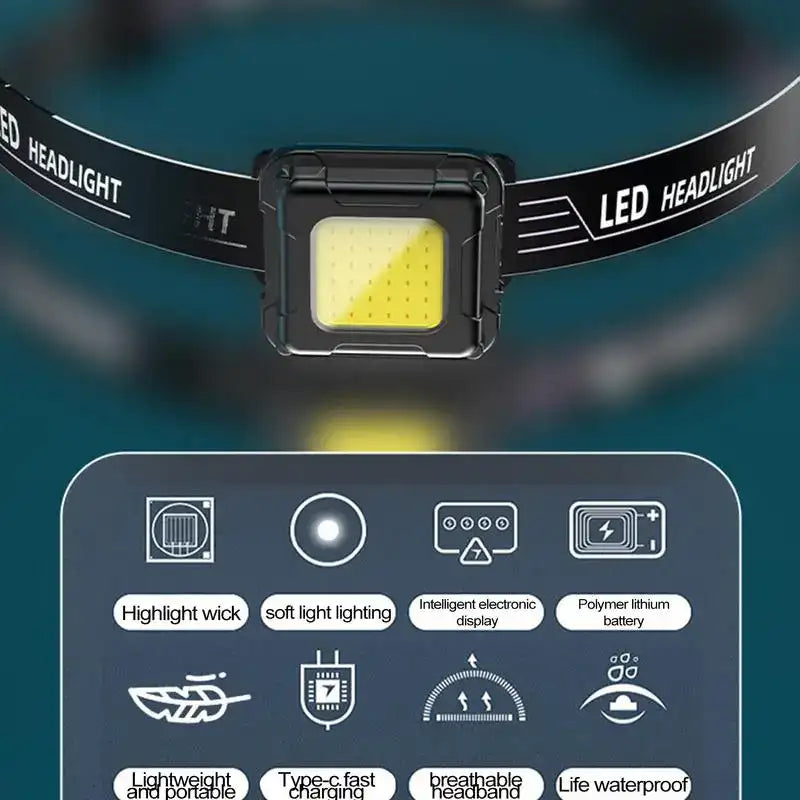 LED Rechargeable Waterproof Headlamp IPX4 for Outdoor Activities