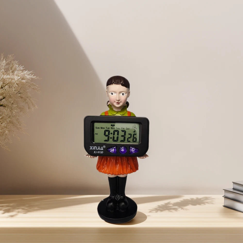 Resin Figure Doll Digital Clock – Cute Desk Clock Ornament for Korean TV Series Fans & Collectible Home Décor