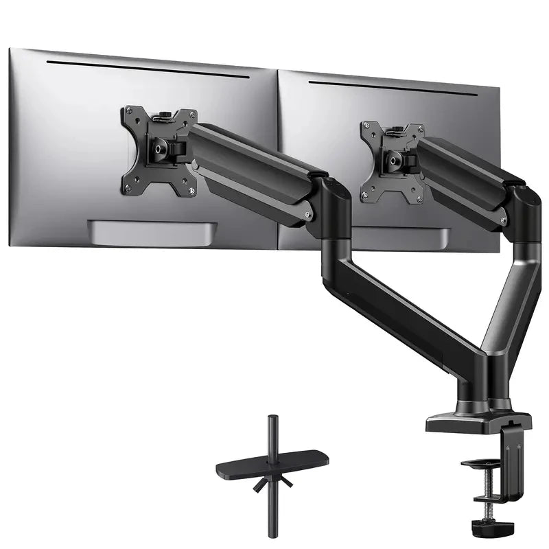 Dual Monitor Desk Mount – Heavy-Duty Adjustable Arm for 13″–32″ Screens, VESA 75x75mm/100x100mm, Black Finish