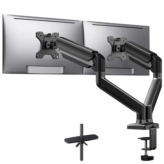 Dual Monitor Desk Mount – Heavy-Duty Adjustable Arm for 13″–32″ Screens, VESA 75x75mm/100x100mm, Black Finish