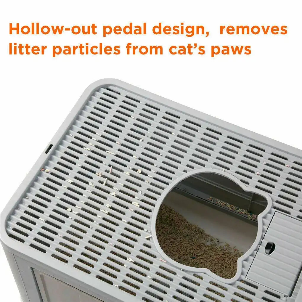 Foldable Cat Litter Box – Enclosed Kitty Toilet with Front Entry, Top Exit, Scoop & Massager, Portable Foldable Cat Toilet for Indoor Cats