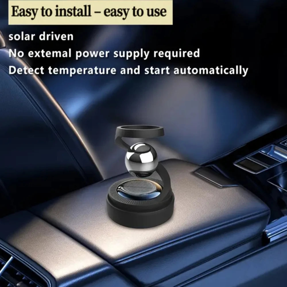 Eco solar car air freshener – rotating fan auto air purifier with long-lasting fragrance, compatible with balm tablet & stick refills