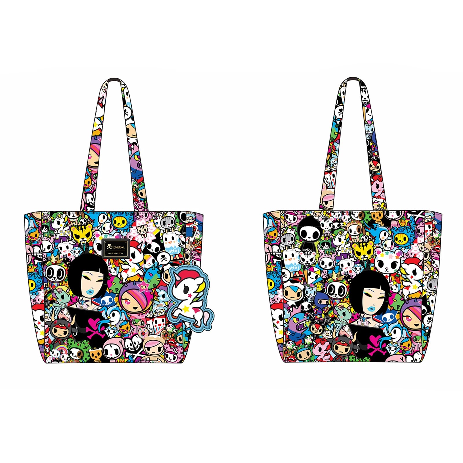 Official Tokidoki Unicorno large tote bag – lightweight women’s shopping & travel shoulder bag with Unicorno keychain