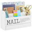White Wooden 3-Tier Desktop Mail Organizer with Drawer – Wall-Mounted & Countertop File Holder
