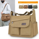 Men’s Canvas Messenger Bag – Casual Travel Shoulder Bag with Multi-Pocket & Adjustable Strap