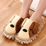 Cartoon Dog Lazy Mop Slippers – Unisex Microfiber Floor Cleaning & Dusting Slippers with Detachable Mop Shoes