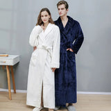 Thick Coral Velvet Bathrobe – Warm Winter Long Robe for Men & Women | Soft Couple Pajama Robe & Shower Wrap