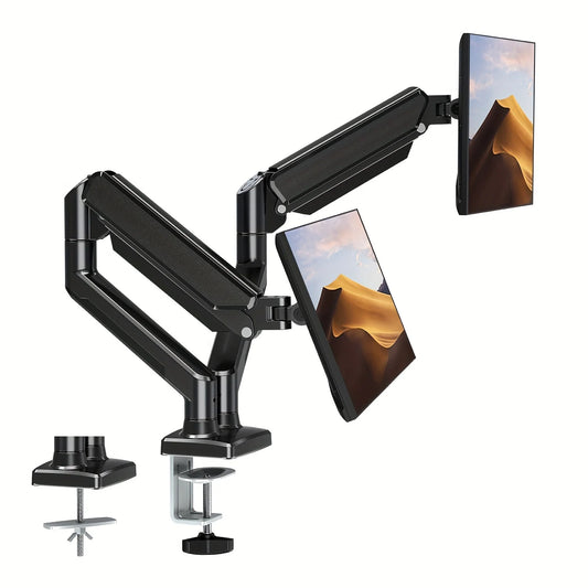Dual Monitor Desk Mount – Heavy-Duty Adjustable Arm for 13″–32″ Screens, VESA 75x75mm/100x100mm, Black Finish