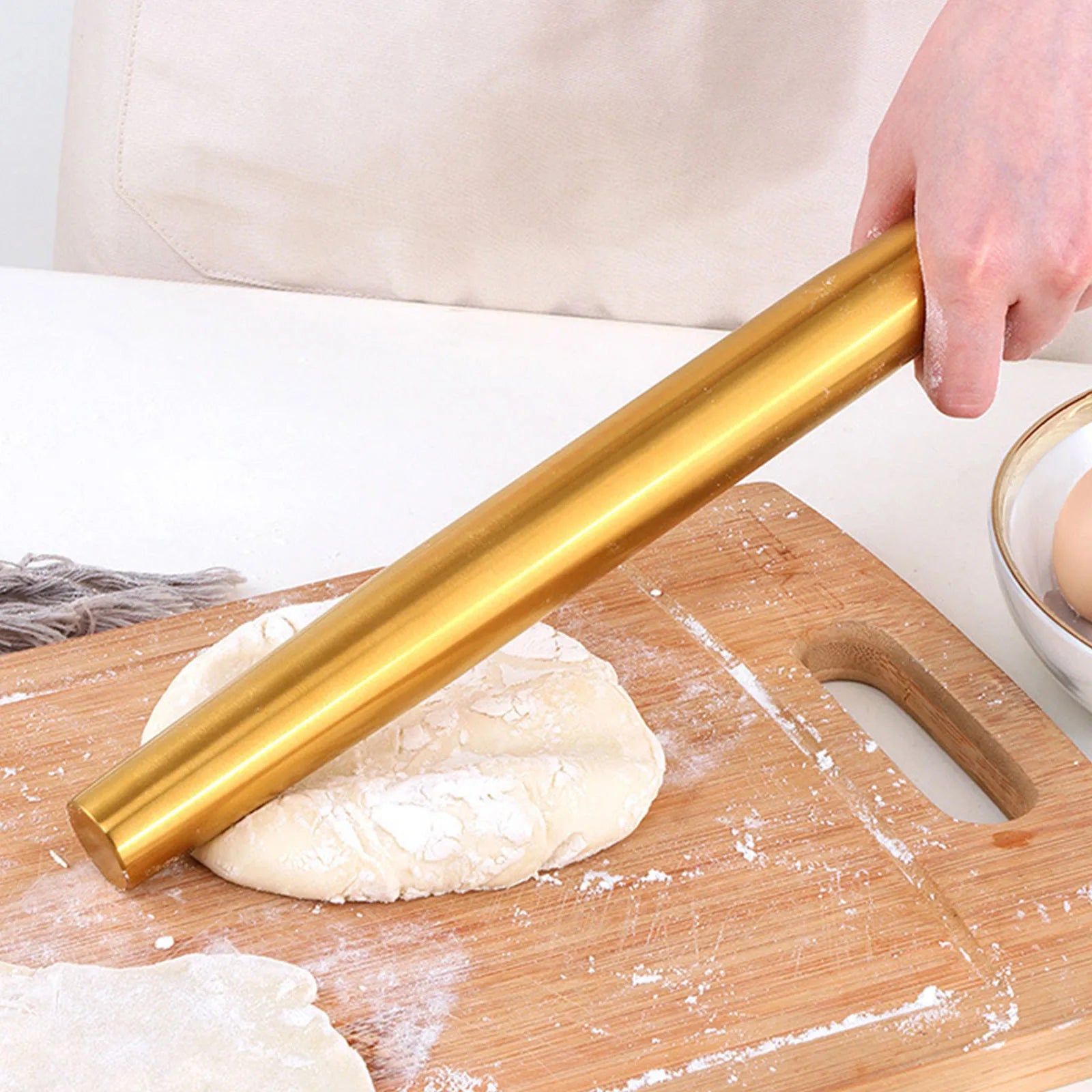 Stainless Steel Rolling Pin – Non-Stick Dough Roller for Baking, Pizza, Noodles & Dumplings