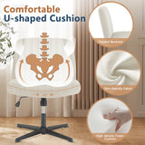🪑 JHK Cross-Legged Rocking Gaming Chair – Armless Wide Fabric Swivel Task & Vanity Chair for Office & Living Room