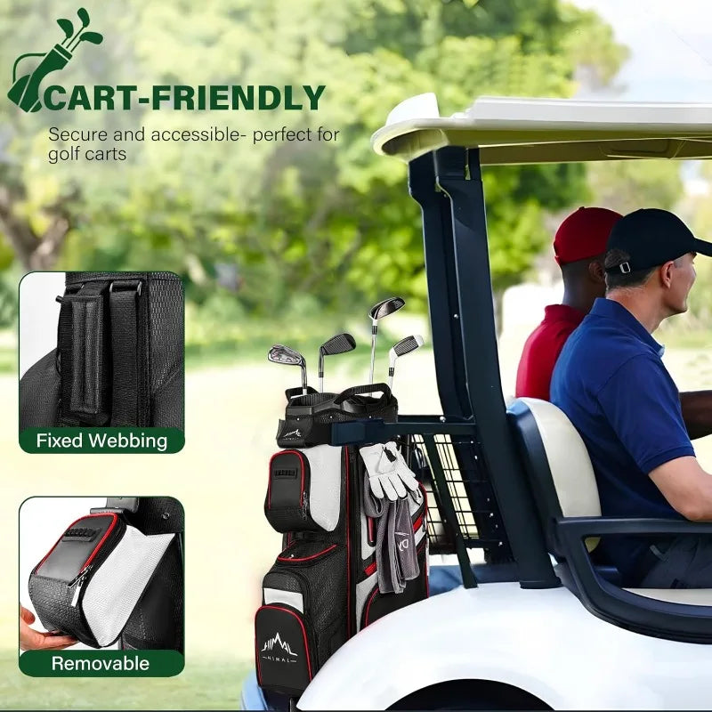 Premium 15-way golf cart bag – anti-shake divider top with magnetic pocket, ergonomic handles & rain cover