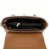 Stylish Women’s Crossbody Handbag – Elegant Brown Shoulder Bag with Lock & Decorative Stitching 👜✨