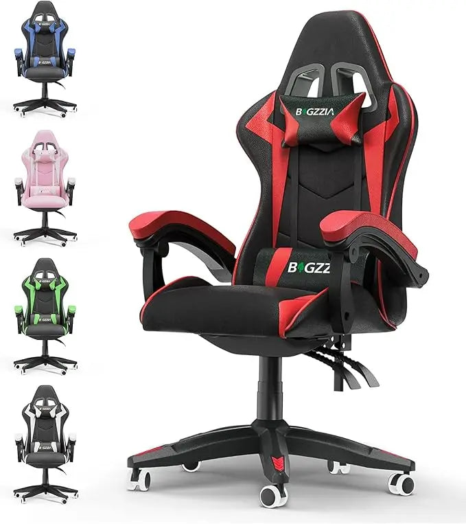 Ergonomic Gaming Chair with Footrest – Racing Style Computer Chair with Lumbar Support, Adjustable Height, Reclining Back & Headrest