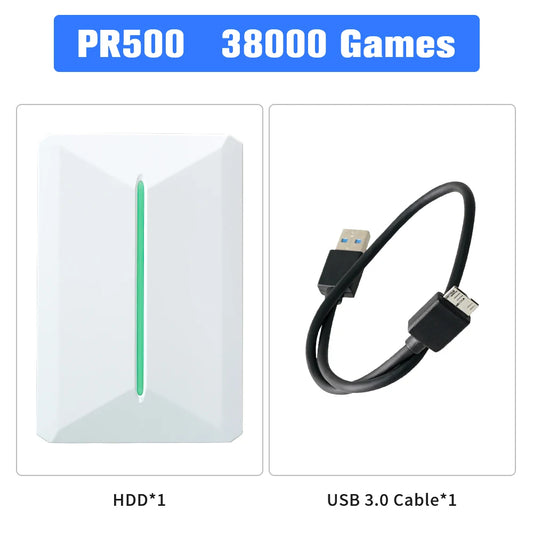 Retro Gaming External Hard Drive – 500GB Emulation Disk with 38,000 Preloaded Games for PS3, PS2, Switch, Wii U, N64 & PC