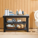 3-Tier Bamboo Shoe Rack Bench – Linen-Fabric Storage Organizer with 286 lb Load Capacity