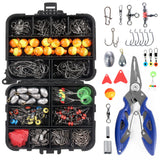 263-Piece Fishing Accessories Set with Tackle Box – Includes Pliers, Jig Hooks, Sinkers, Swivels, Snaps & Sinker Slides | Complete Fishing Kit